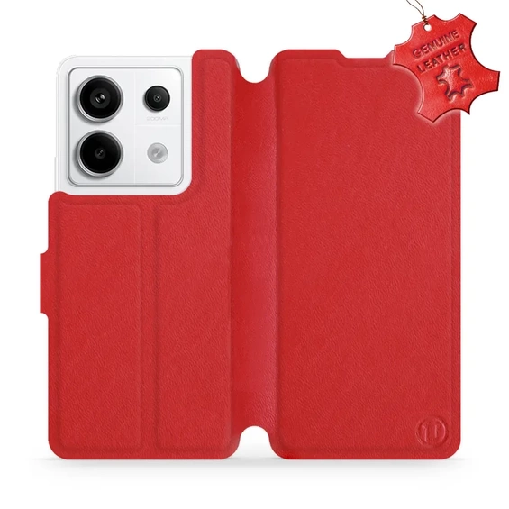 Etui ze skóry naturalnej do Xiaomi Redmi Note 13 PRO - wzór Red Leather