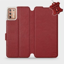 Hülle für Motorola Moto G9 Plus - Farbe Dark Red Leather