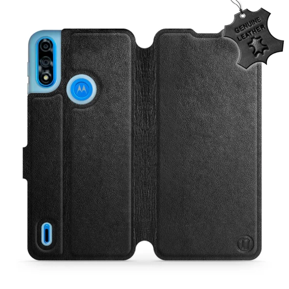 Phone Case Motorola Moto E7i Power - Design Black Leather
