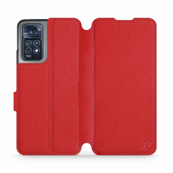 Etui ze skóry naturalnej do Xiaomi Redmi Note 12 Pro 4G - wzór Red Leather