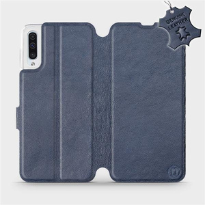 Etui ze skóry naturalnej do Samsung Galaxy A50 - wzór Blue Leather