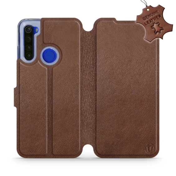 Etui ze skóry naturalnej do Xiaomi Redmi Note 8T - wzór Brown Leather