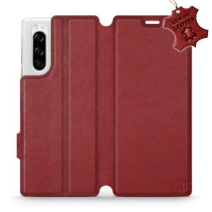 Phone Case Sony Xperia 5 - Design Dark Red Leather