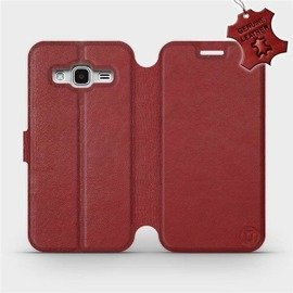 Etui ze skóry naturalnej do Samsung Galaxy J3 2016 - wzór Dark Red Leather