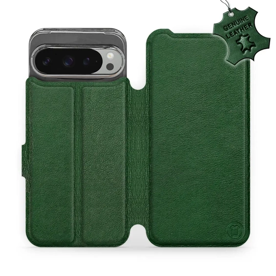 Etui ze skóry naturalnej do Google Pixel 9 Pro XL - wzór Green Leather