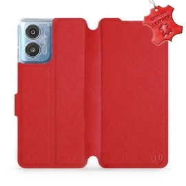 Phone Case Motorola Moto G04 - Design Red Leather