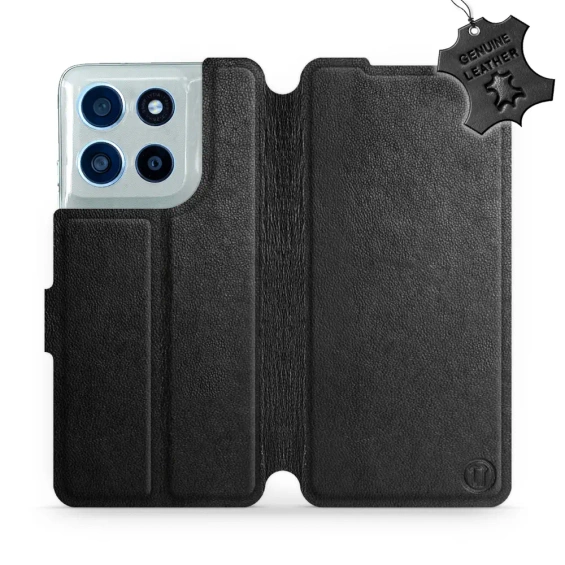 Phone Case Motorola Moto G56 5G - Design Black Leather