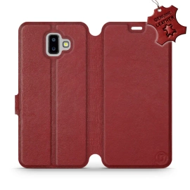 Phone Case Samsung Galaxy J6 Plus 2018 - Design Dark Red Leather