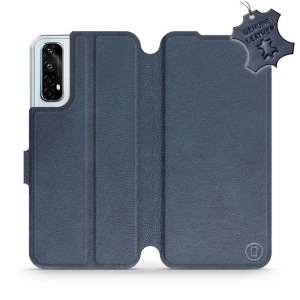 Etui ze skóry naturalnej do Realme 7 - wzór Blue Leather