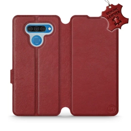 Phone Case LG Q60 - Design Dark Red Leather