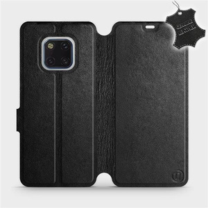 Etui ze skóry naturalnej do Huawei Mate 20 Pro - wzór Black Leather