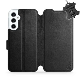 Etui ze skóry naturalnej do Samsung Galaxy M34 5G - wzór Black Leather