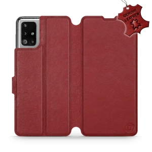 Phone Case Samsung Galaxy M51 - Design Dark Red Leather