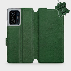Etui ze skóry naturalnej do Xiaomi 11T - wzór Green Leather