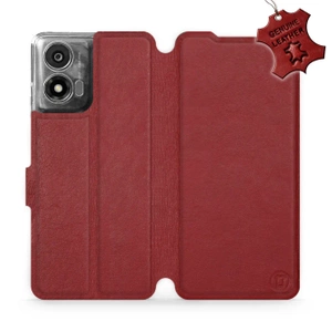 Phone Case Motorola Moto E14 - Design Dark Red Leather