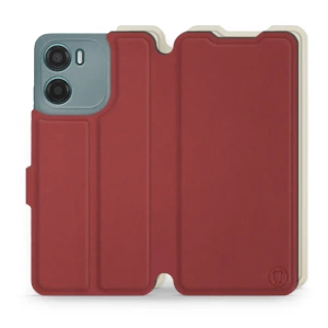 Hülle für Motorola Moto E15 - Farbe Dunkelrot mit Platin