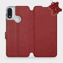 Phone Case Motorola Moto E20 - Design Dark Red Leather