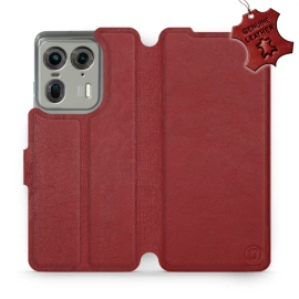 Phone Case Motorola Edge 50 Ultra - Design Dark Red Leather