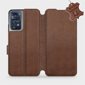 Etui ze skóry naturalnej do Xiaomi Redmi Note 11 Pro 5G - wzór Brown Leather