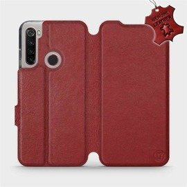 Etui ze skóry naturalnej do Xiaomi Redmi Note 8 - wzór Dark Red Leather