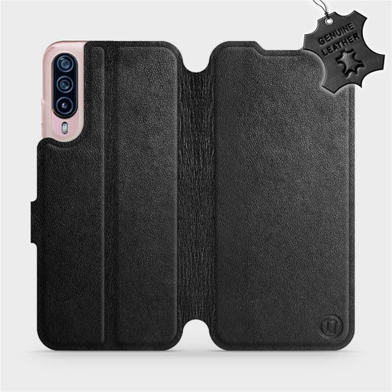 Etui ze skóry naturalnej do HTC Desire 22 Pro - wzór Black Leather