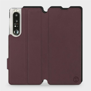 Hülle für Sony Xperia 1 III - Farbe Burgund mit Schwarz