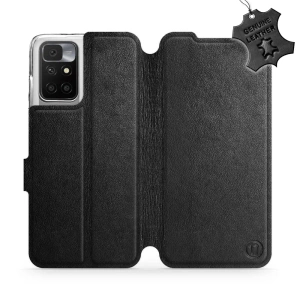 Etui ze skóry naturalnej do Xiaomi Redmi 10 - wzór Black Leather