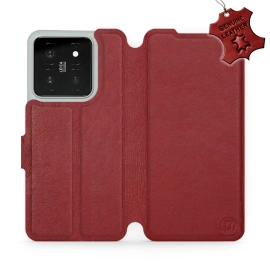 Phone Case Xiaomi 14 - Design Dark Red Leather