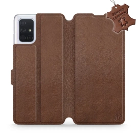 Etui ze skóry naturalnej do Samsung Galaxy A71 - wzór Brown Leather