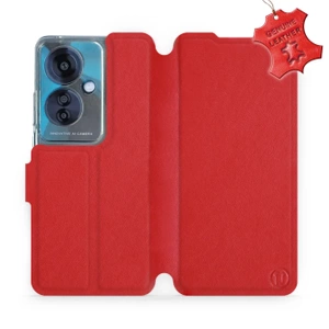 Etui ze skóry naturalnej do OPPO Reno 11F - wzór Red Leather