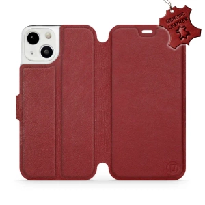 Phone Case Apple iPhone 13 - Design Dark Red Leather