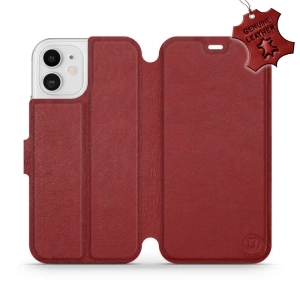 Phone Case Apple iPhone 12 - Design Dark Red Leather