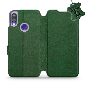 Etui ze skóry naturalnej do Xiaomi Redmi Note 7 - wzór Green Leather