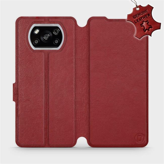 Phone Case Xiaomi POCO X3 NFC - Design Dark Red Leather