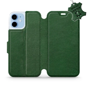 Etui ze skóry naturalnej do Apple iPhone 12 mini - wzór Green Leather