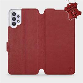 Etui ze skóry naturalnej do Samsung Galaxy M32 5G - wzór Dark Red Leather