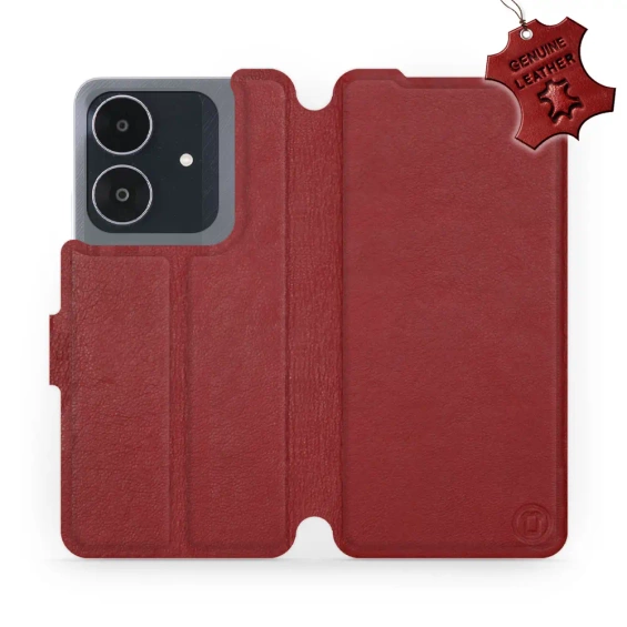 Hülle für Realme Note 60 - Farbe Dark Red Leather