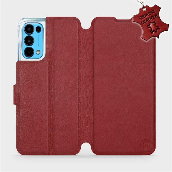 Etui ze skóry naturalnej do OPPO RENO 5 5G - wzór Dark Red Leather