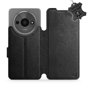 Etui ze skóry naturalnej do Xiaomi Redmi A3 - wzór Black Leather