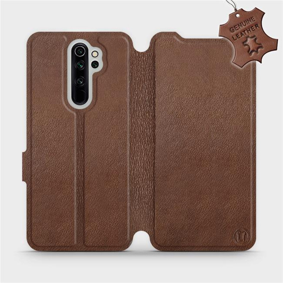 Etui ze skóry naturalnej do Xiaomi Redmi Note 8 Pro - wzór Brown Leather