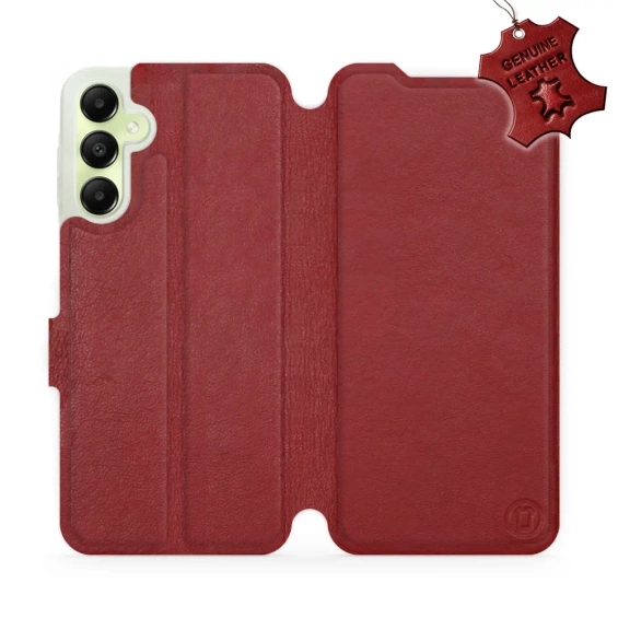 Phone Case Samsung Galaxy A05s - Design Dark Red Leather