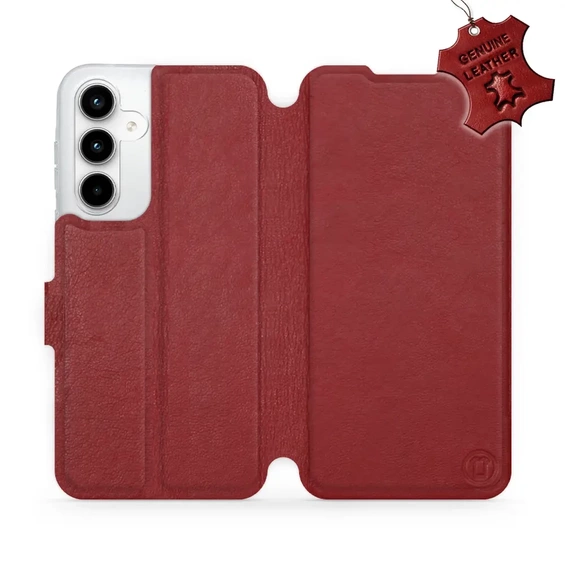 Phone Case Samsung Galaxy A35 5G - Design Dark Red Leather