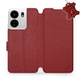 Phone Case Xiaomi POCO C65 - Design Dark Red Leather