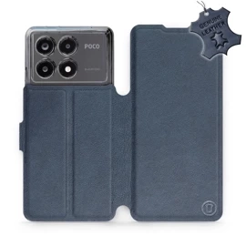 Etui ze skóry naturalnej do Xiaomi POCO X6 Pro - wzór Blue Leather