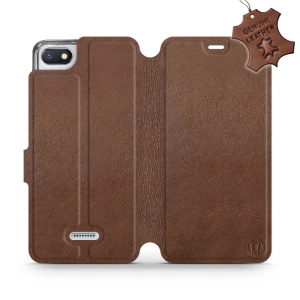 Etui ze skóry naturalnej do Xiaomi Redmi 6A - wzór Brown Leather