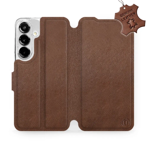 Etui ze skóry naturalnej do Samsung Galaxy S25 - wzór Brown Leather