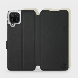 Etui Soft Touch do Samsung Galaxy A12 - wzór Satynowa czerń z platyną