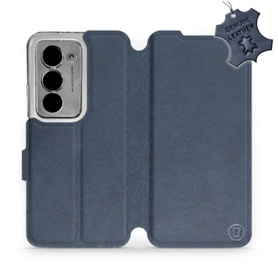 Etui ze skóry naturalnej do Xiaomi Redmi 15 5G - wzór Blue Leather