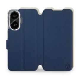 Etui Soft Touch do Xiaomi POCO F7 - wzór Głęboki granat z platyną