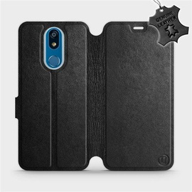 Etui ze skóry naturalnej do LG K40 - wzór Black Leather
